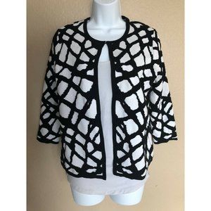 ANNE KLEIN black/lily white cardigan Sweater